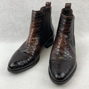 Ateliers Bobby Anaconda Snake Leather Chelsea Booties sz 7
